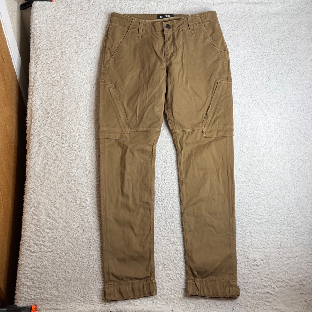 DU/ER Live Free Adventure Pants Mens 32x32 Brown Tan T2X18 Slim Cargo outdoors